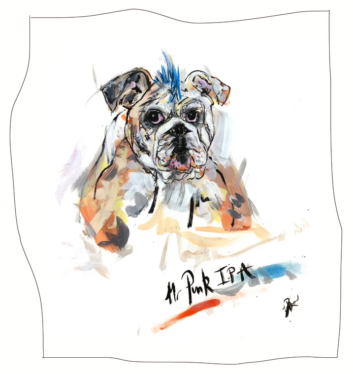 Second brand illustration for Brew Dog, showcasing a different product line with unique artwork