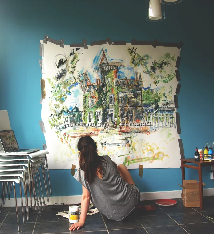 A detailed illustration of an architectural feature of Carlowrie Castle