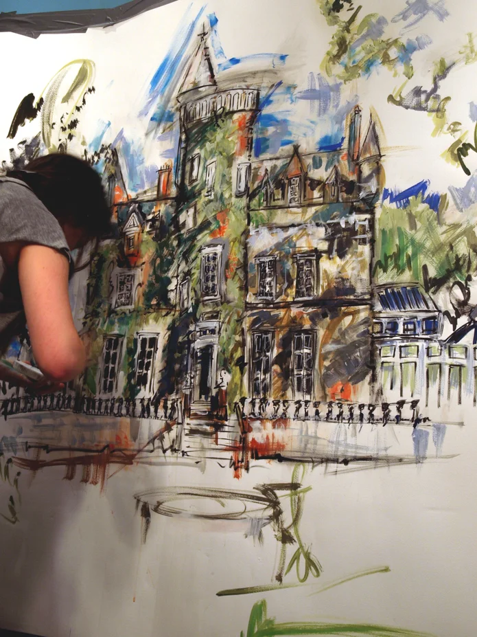 Illustration of the picturesque grounds and gardens of Carlowrie Castle