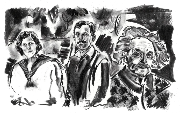 Charcoal portrait of Einstein for History Repeating series