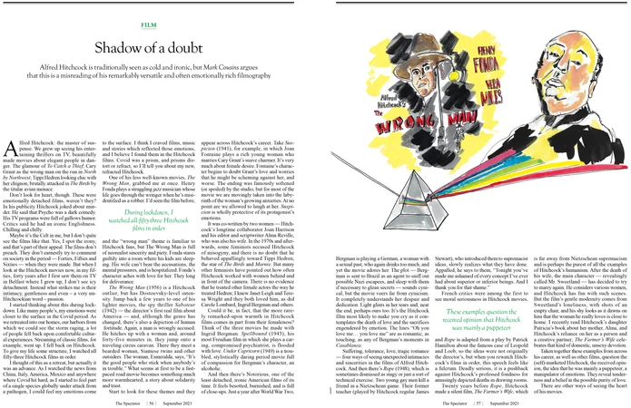 Shadow of a Doubt October 2023 editorial spread with noir styling