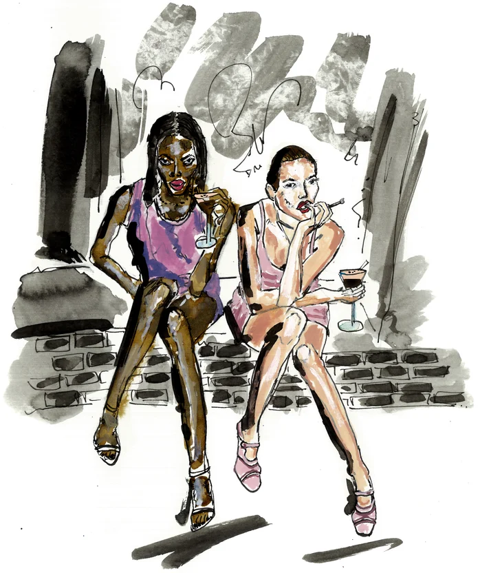 The Spectator Kate and Naomi first illustration showing fashion editorial styling