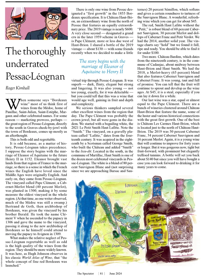 Pessac-Léognan editorial spread with wine tasting notes and regional information